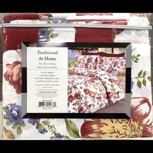 Traditional At Home Bedding - 6 Pcs Queen Sheet Set, Luxury Cotton Percale Traditional At Home Bedding - 6 Pcs Queen Sheet Set, Luxury Cotton Percale